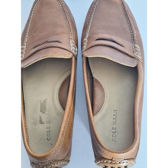 Cole Haan Grant Canoe Leather Penny Loafers Driving Shoes Men 10.5M Brown Casual - Picture 6 of 11